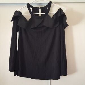 I-N-C International Consepts Womens Ruffled Cold - Shoulder Top Size M